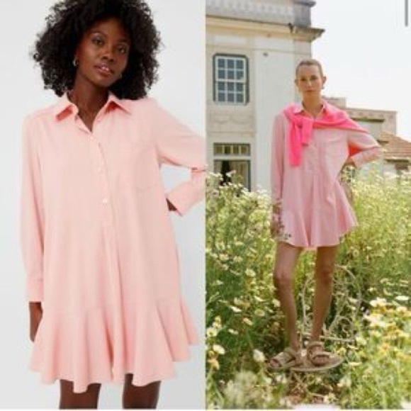 TUCKERNUCK Crepe Callahan Shirt Dress in Peach Size XL NWT - Picture 4 of 14